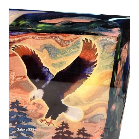 Eagle Wall Art or Large trivet tile With Abstract Background Handmade Resin top - Picture 2 of 13